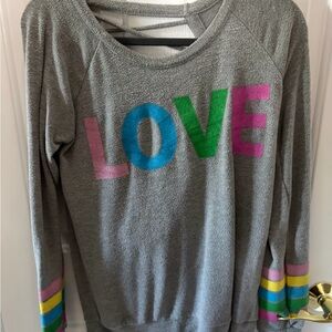 Chaser Gray Sweatshirt with Multicolor LOVE Graphic
